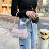 Plaid Print Underarm Bag Cloth Ladies Handbag For Women Shoulder Bags