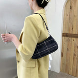 Plaid Print Underarm Bag Cloth Ladies Handbag For Women Shoulder Bags