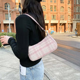 Plaid Print Underarm Bags Chain Strap Mini Handbags