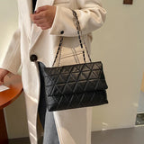 Plaid Pu Leather Women Shoulder Bag Chain Strap Crossbody Bags