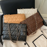 Plaid Pu Leather Women Shoulder Bag Chain Strap Crossbody Bags