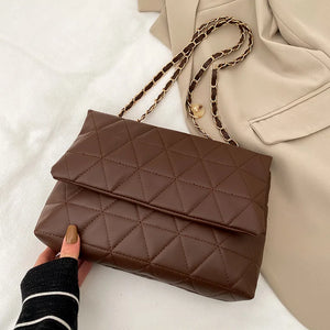 Plaid Pu Leather Women Shoulder Bag Chain Strap Crossbody Bags