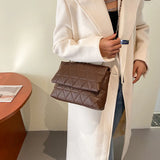 Plaid PU Leather Shoulder Bag Chain Strap Handbag Women Crossbody