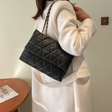 Plaid Pu Leather Women Shoulder Bag Chain Strap Crossbody Bags