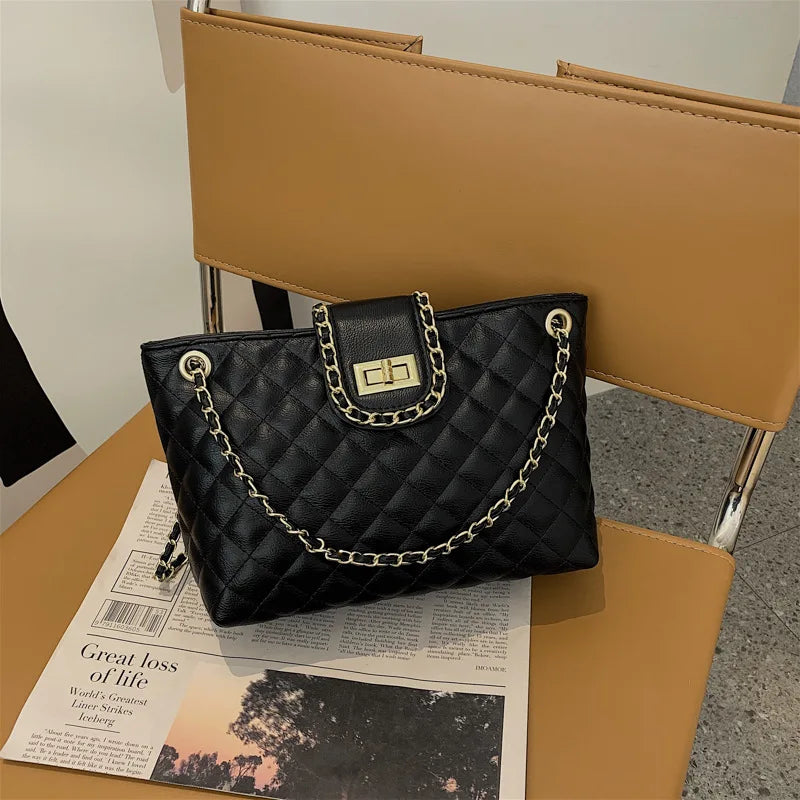 Plaid PU Leather Women Shoulder Bag Crossbody Bags Chain Strap Handbags