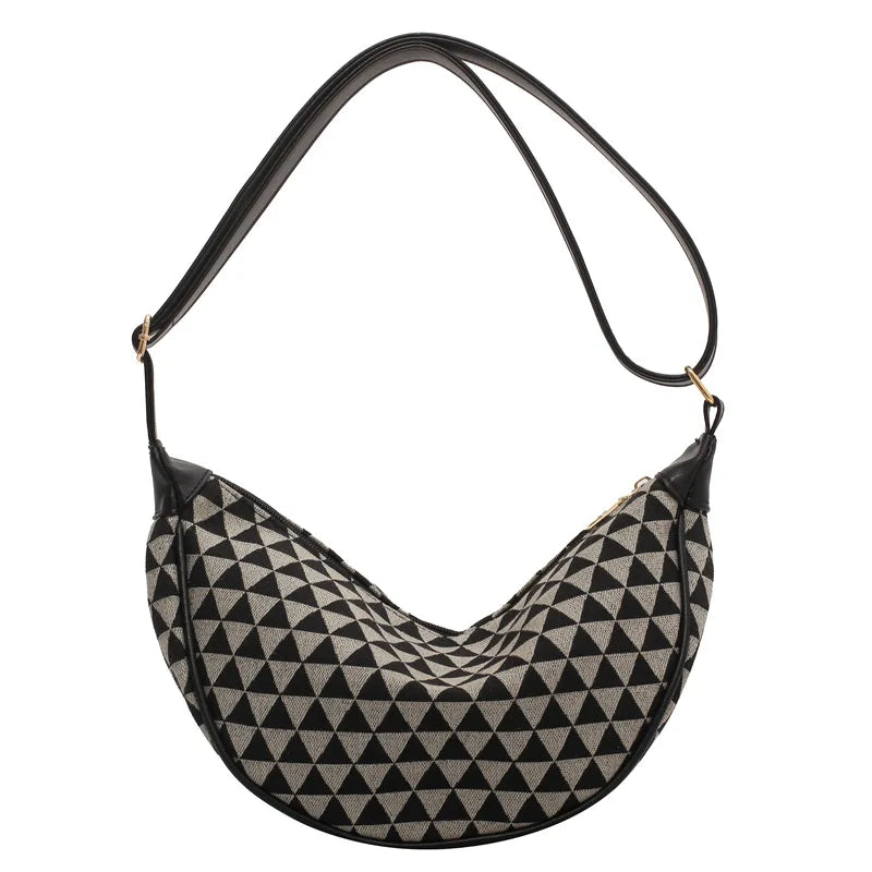 Plaid Shoulder Bag for Women Pu Leather Casual Underarm Female Crossbody Bags