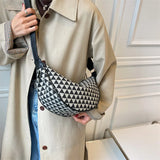 Plaid Shoulder Bag for Women Pu Leather Casual Underarm Female Crossbody Bags