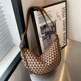 Plaid Shoulder Bag for Women Pu Leather Casual Underarm Female Crossbody Bags