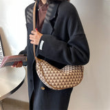 Plaid Shoulder Bag for Women Pu Leather Casual Underarm Female Crossbody Bags