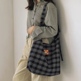 Plaid Shoulder Bag Women Tote Large Capacity Handbag Crossbody Bags