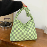 Plaid Shoulder Bag Large Capacity Underarm Bags Canvas Handbag