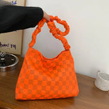 Plaid Shoulder Bag Large Capacity Underarm Bags Canvas Handbag