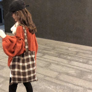 Plaid Shoulder Bags Women Retro Large Capacity Square Underarm Bag