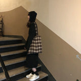 Plaid Shoulder Bags Women Retro Large Capacity Square Underarm Bag