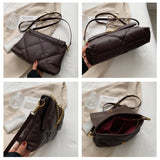 Women's Plaid Leather Flap Bag Chain Handle Crossbody Handbag