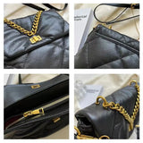 Women's Plaid Leather Flap Bag Chain Handle Crossbody Handbag