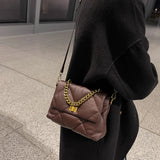Women's Plaid Leather Flap Bag Chain Handle Crossbody Handbag