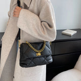 Women's Plaid Leather Flap Bag Chain Handle Crossbody Handbag