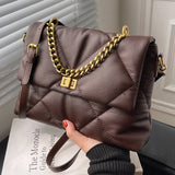 Women's Plaid Leather Flap Bag Chain Handle Crossbody Handbag