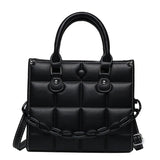 Plaid Square Women Tote Bag PU Leather Crossbody Handbag