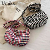 Vintage Plaid Underarm Bag for Girls