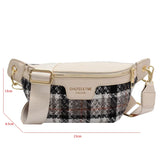 Plaid Waist Bag Women Woolen Fanny Pack Crossbody Chest Bag