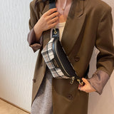Plaid Waist Bag Women Woolen Fanny Pack Crossbody Chest Bag