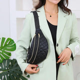 Plaid Waist Bag Pu Leather Belt Bags Women Crossbody Chest Bag