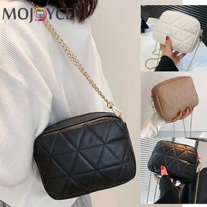 Plaid Women Crossbody Bag Chain Underarm Bag Casual PU Leather Zipper