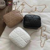 Plaid Women Crossbody Bag Chain Underarm Bag Casual PU Leather Zipper