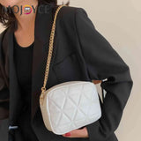 Plaid Women Crossbody Bag Chain Underarm Bag Casual PU Leather Zipper