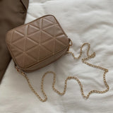 Plaid Crossbody Bag Chain Messenger Casual PU Leather Zipper Portable