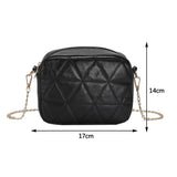 Plaid Crossbody Bag Chain Messenger Casual PU Leather Zipper Portable