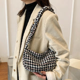 Plaid Women Handbag Half Moon Shaped Underarm Bag Casual Weekend Vacation