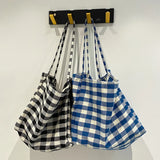 Plaid Women Shoulder Bag Cloth Fabric Shopping Bag Large Capacity Cotton Tote Ca