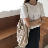 Plaid Women Shoulder Bag Cloth Fabric Shopping Bag Large Capacity Cotton Tote Ca