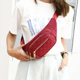 Plaid Women Waist Bag Waterproof Belt Bag Outdoor Crossbody Chest Bag Female