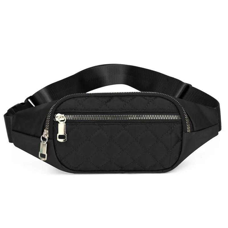 Plaid Women Waist Bag Waterproof Belt Bag Outdoor Crossbody Chest Bag