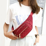 Plaid Women Waist Bag Waterproof Outdoor Crossbody Chest Bag