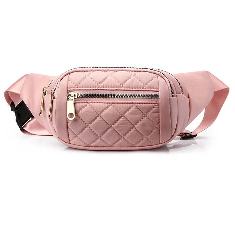 Plaid Women Waist Bag Waterproof Belt Bag Outdoor Crossbody Chest Bag Female