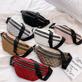 Plaid Women's Waist Bag PU Leather Belt Bags Shoulder Crossbody Chest Bag