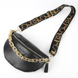 Plaid PU Leather Waist Bag with Metal Chain Crossbody Shoulder Bags