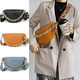 Plaid PU Leather Waist Bag with Metal Chain Crossbody Shoulder Bags