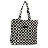 Plaid Zippered Canvas Bag for Women