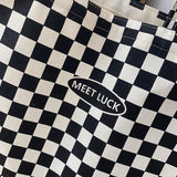 Plaid Zippered Canvas Bag for Women