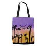 Coconut Palm Printing Tote Bag for Women Foldable Shopping Bag