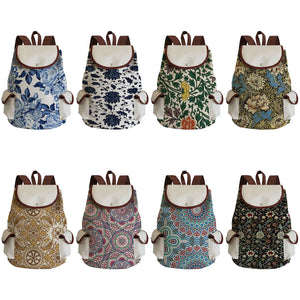 Plant Printed Floral Eco Friendly Large Capacity Women Backpack