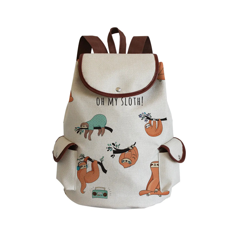 Plant Sloth Printed School Bag Backpack for Teenager Large Capacity Book Bag