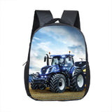 Farm Tractor Print Backpack School Bags Boys Girls Kindergarten