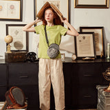 Plaid Baseball Cap Shoulder Bag with Embroidery Letter